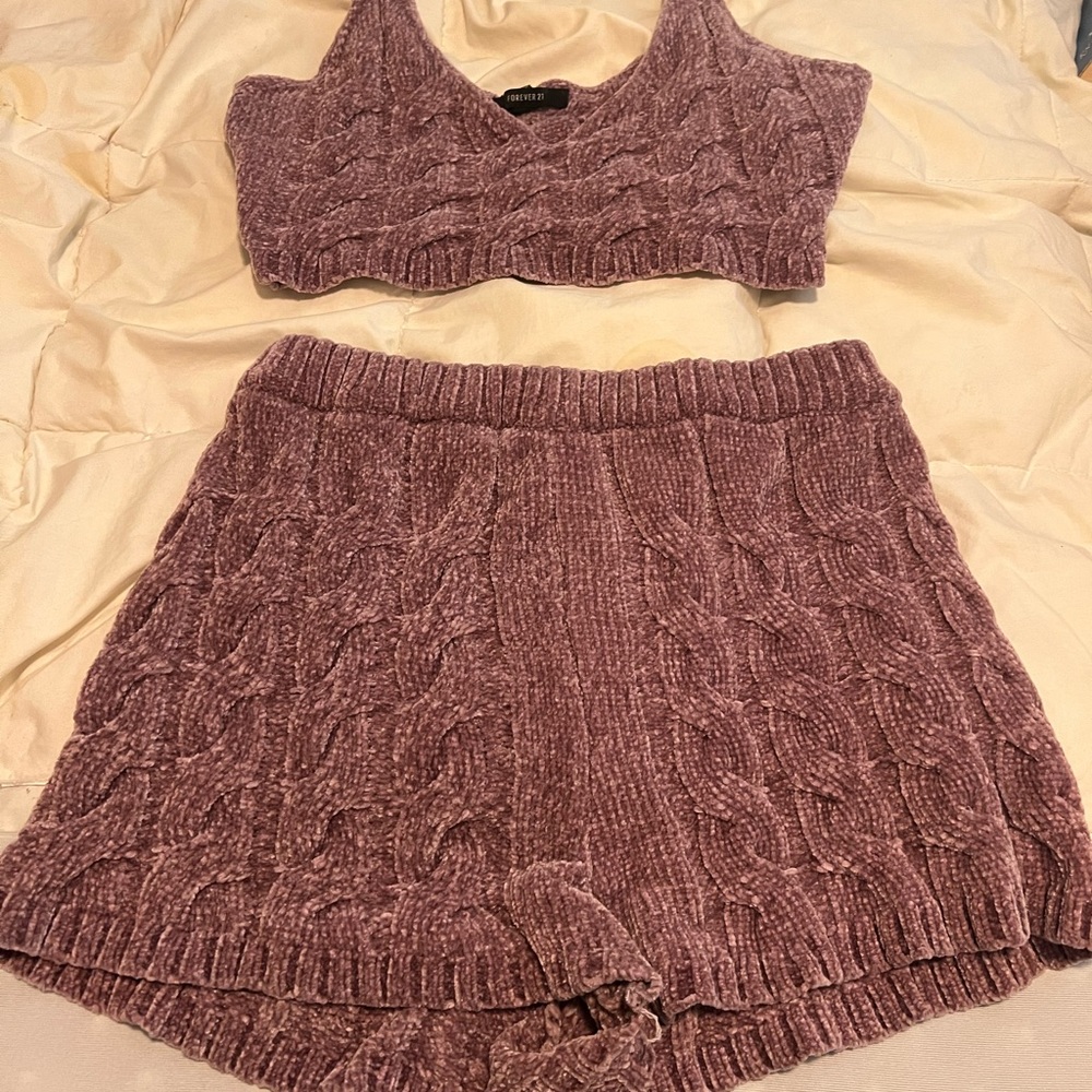 Knit top and shorts
